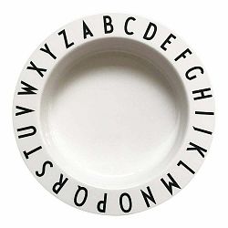 Béžový detský hlboký tanier Design Letters Eat & Learn, 15,5 cm