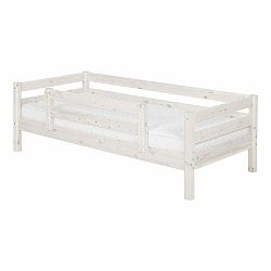 Biela detská posteľ z borovicového dreva s bezpečnostnou lištou Flexa Classic, 90 × 200 cm