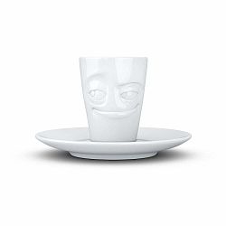 Biela usmievavá porcelánová šálka na espresso s tanierikom 58products, objem 80 ml