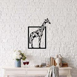 Čierna kovová nástenná dekorácia Giraffe, 45 × 60 cm