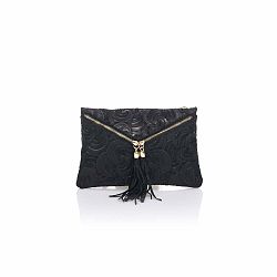 Čierna kožená listová kabelka Lisa Minardi Silvia