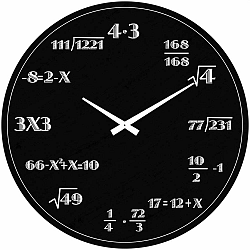 Čierne sklenené nástenné hodiny Postershop Mathematics, ø 30 cm