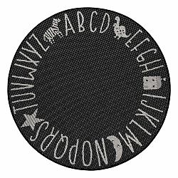 Čierno-sivý detský koberec Ragami Letters, ø 160 cm