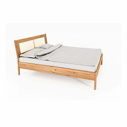 Dvojlôžková posteľ z dubového dreva s ratanovým čelom 140x200 cm Pola - The Beds