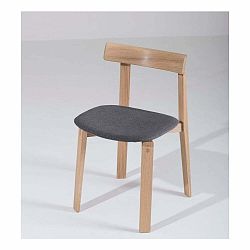 Jedálenská stolička z masívneho dubového dreva s tmavosivým sedadlom Gazzda Nora
