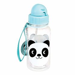 Modrá detská fľaša so slamkou Rex London Miko The Panda, 500 ml