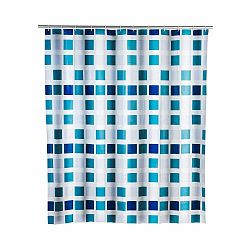 Modrý sprchový záves Wenko Mosaic, 180 × 200 cm
