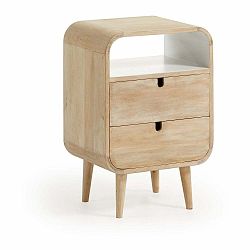 Nočný stolík z mangového dreva s 2 zásuvkami Kave Home Gerald, 40×30 cm