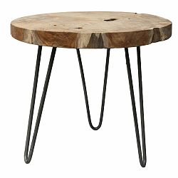 Odkladací stolík s doskou z teakového dreva HSM Collection Helen, ⌀ 55 cm