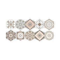 Sada 10 samolepiek na podlahu Ambiance Floor Stickers Hexagons Cornalina, 40 × 90 cm