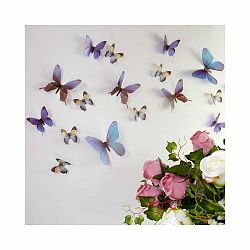Sada 18 modrých adhezívnych 3D samolepiek Ambiance Butterflies