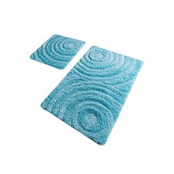 Sada 2 tyrkysových kúpeľňových predložiek Confetti Bathmats Wave Turquois