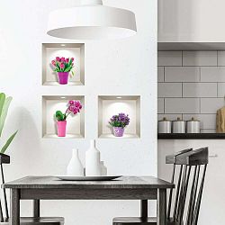 Sada 3 3D samolepiek na stenu Ambiance Tulips, Orchids and Lilacs