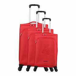 Sada 3 červených kufrov na 4 kolieskach Lulucastagnette Emilia