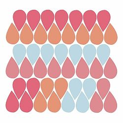 Sada 45 nástenných samolepiek Pink Drops