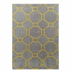 Sivožltý ručne tuftovaný koberec Think Rugs Hong Kong Tile Grey & Yellow, 120 × 170 cm