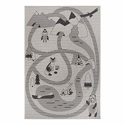 Sivý detský koberec Ragami Animals, 200 x 290 cm