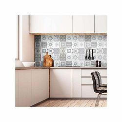 Súprava 12 nástenných samolepiek Ambiance Cement Tiles Shades of Gray Cordoba, 10 × 10 cm