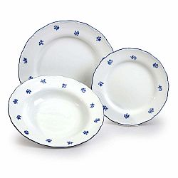 Súprava 18 porcelánových tanierov s modrou kvetinkou Thun Ophelia