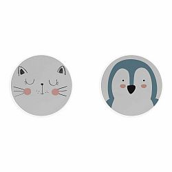 Súprava 2 prestieraní Little Nice Things Cat & Penguin, ⌀ 32 cm