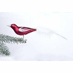 Súprava 3 strieborných sklenených vianočných ozdôb v tvare vtáčika Ego Dekor