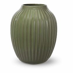Tmavozelená kameninová váza Kähler Design, výška 25,5 cm