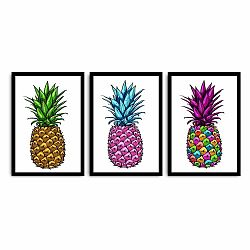 Trojdielny obraz Pineapple, 109 × 50 cm