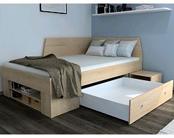 Úložná posteľ so zástenou Junior 120x200 cm, dub sonoma%