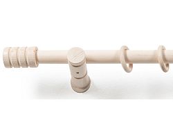 Záclonová tyč s háčikmi Rullo 160 cm, biele drevo%